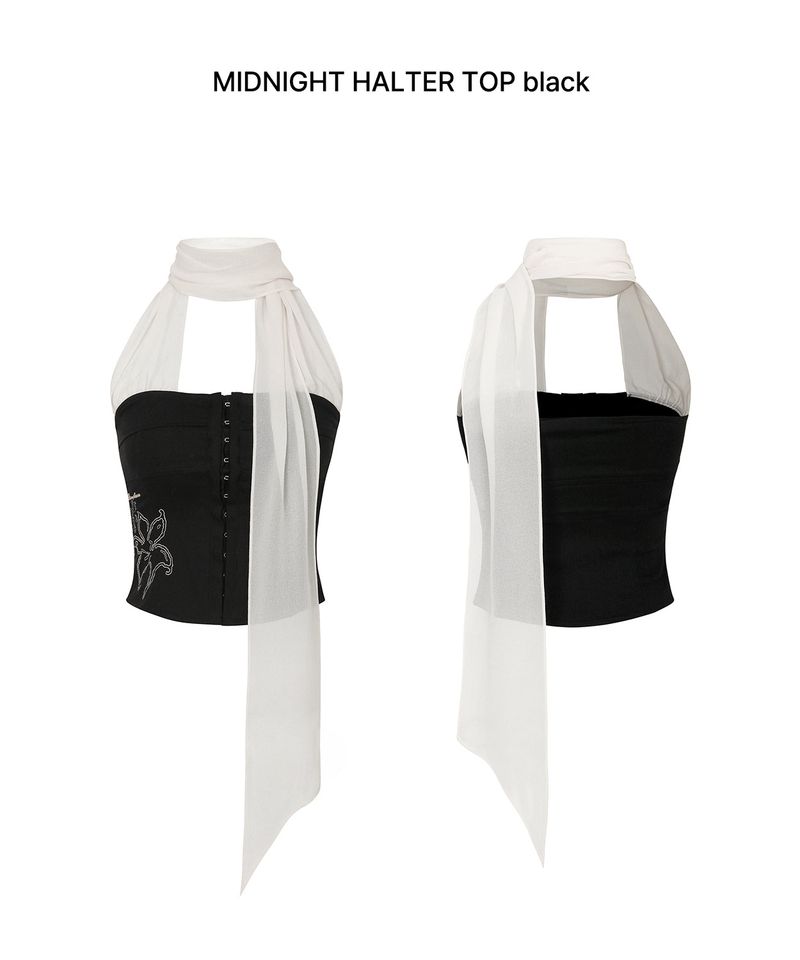 MIDNIGHT HALTER TOP black