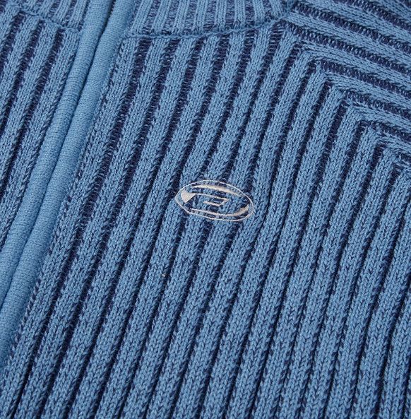 TWO TONE KNIT ZIP-UP