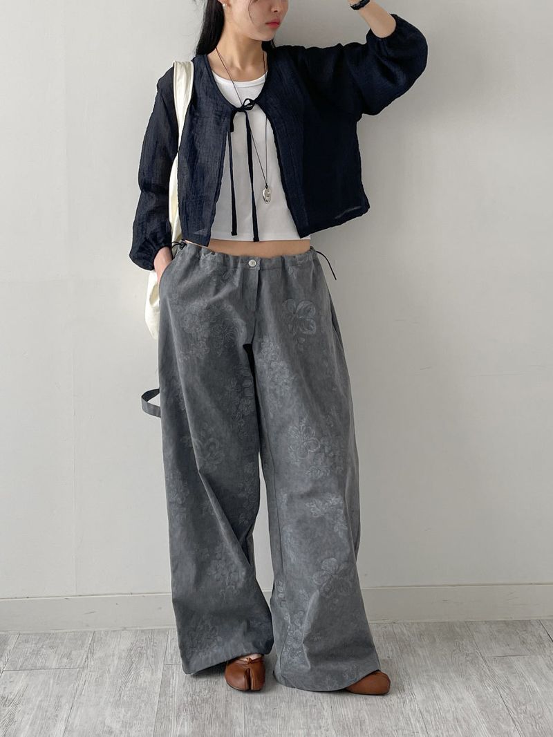 Dyed Floral Stopper Wide Pants