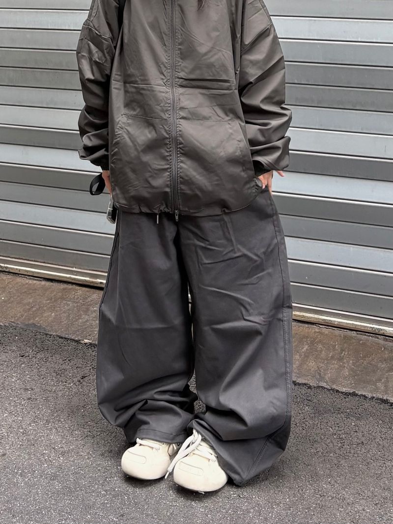 back code cotton wide pants
