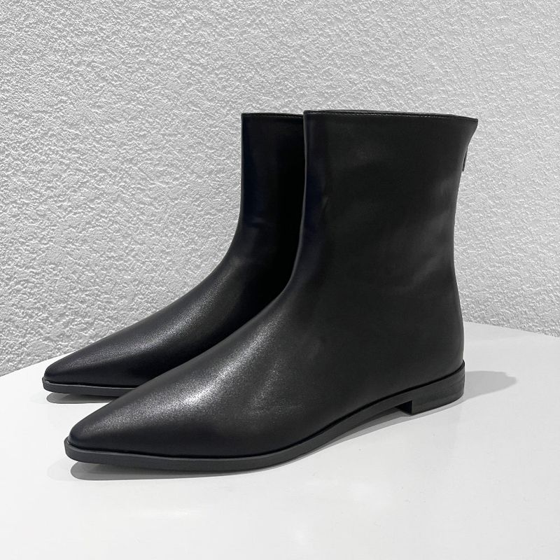 Leather stiletto ankle boots (Black)