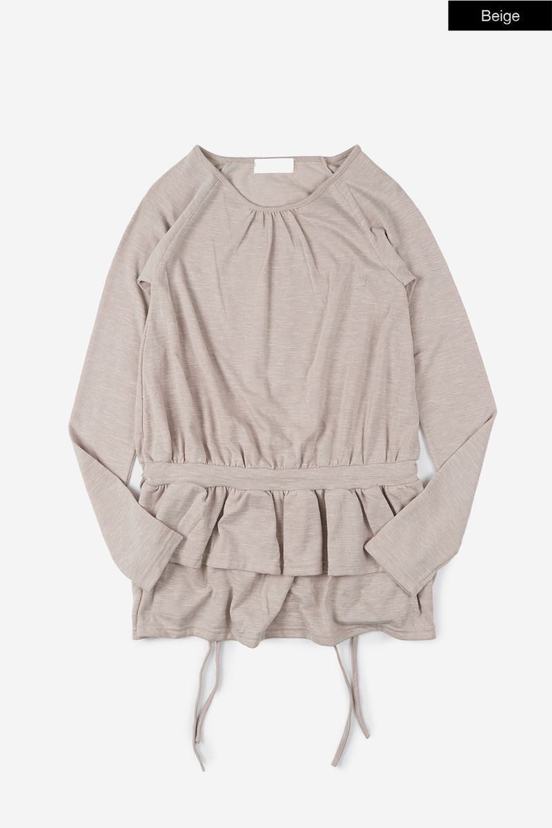 Frill tie waist blouse top