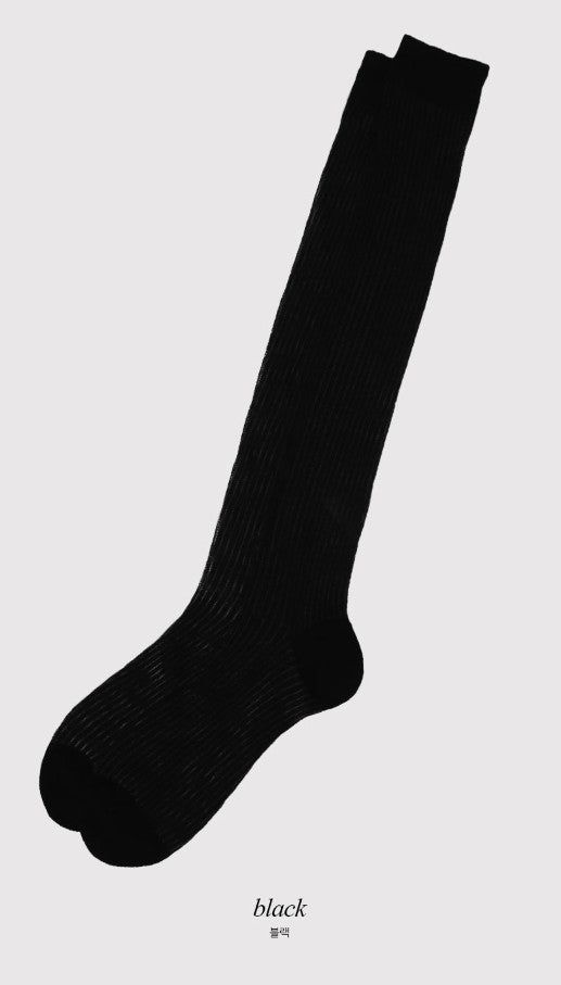 RA See-through Rib Long Socks (3color)