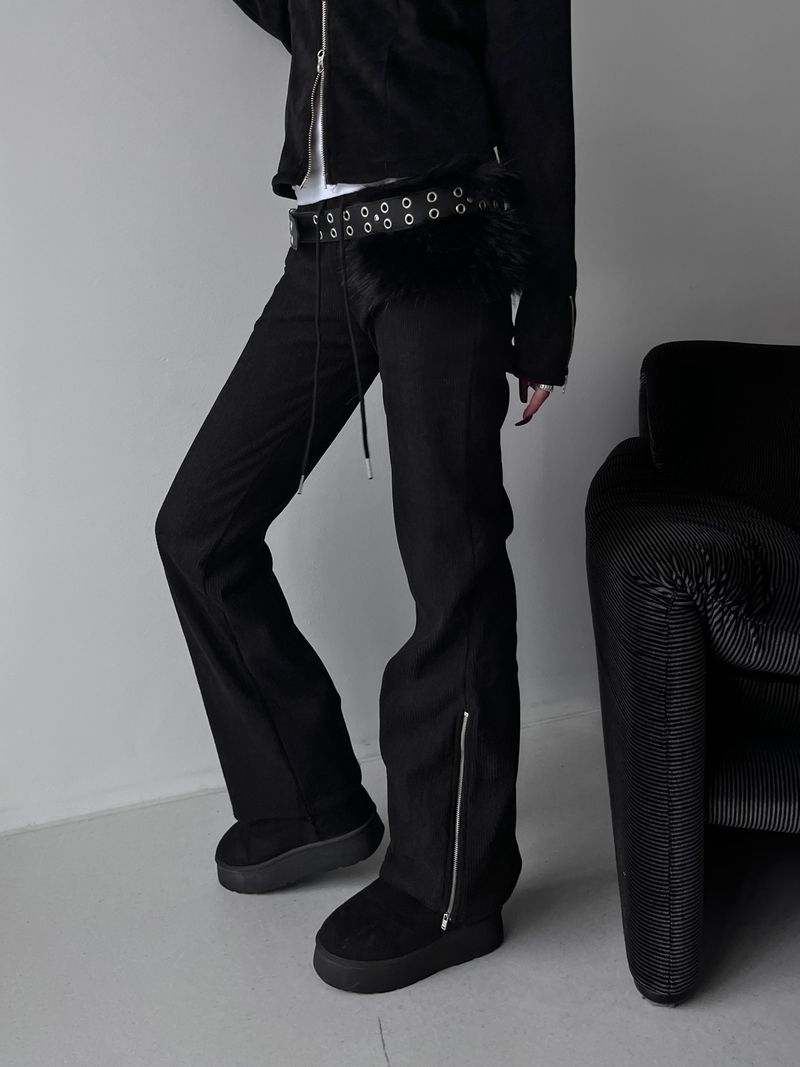 ribbed zip bootcut banding pants