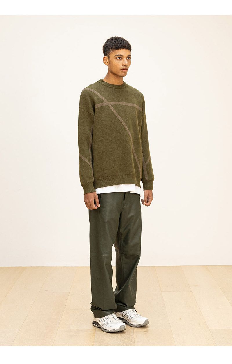 LAMSKIN CURVED LINE PANTS
