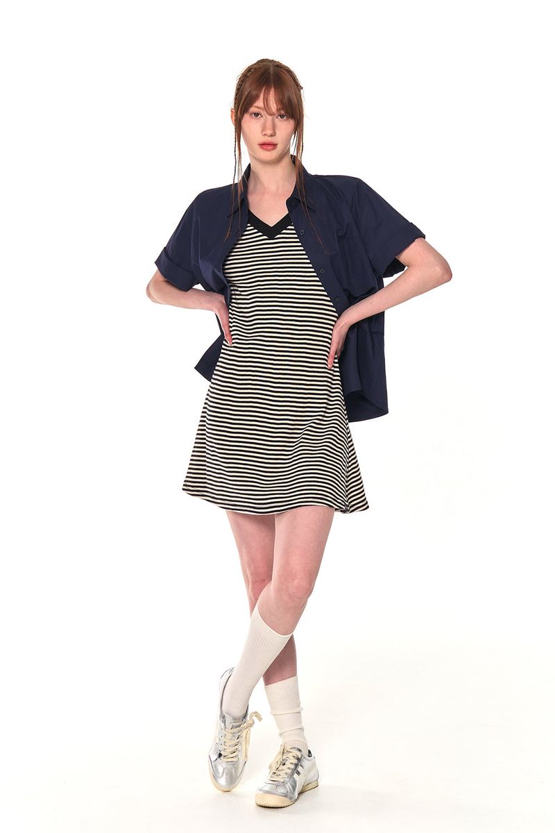 HALF COTTON OVERFIT SHIRTS (NAVY)