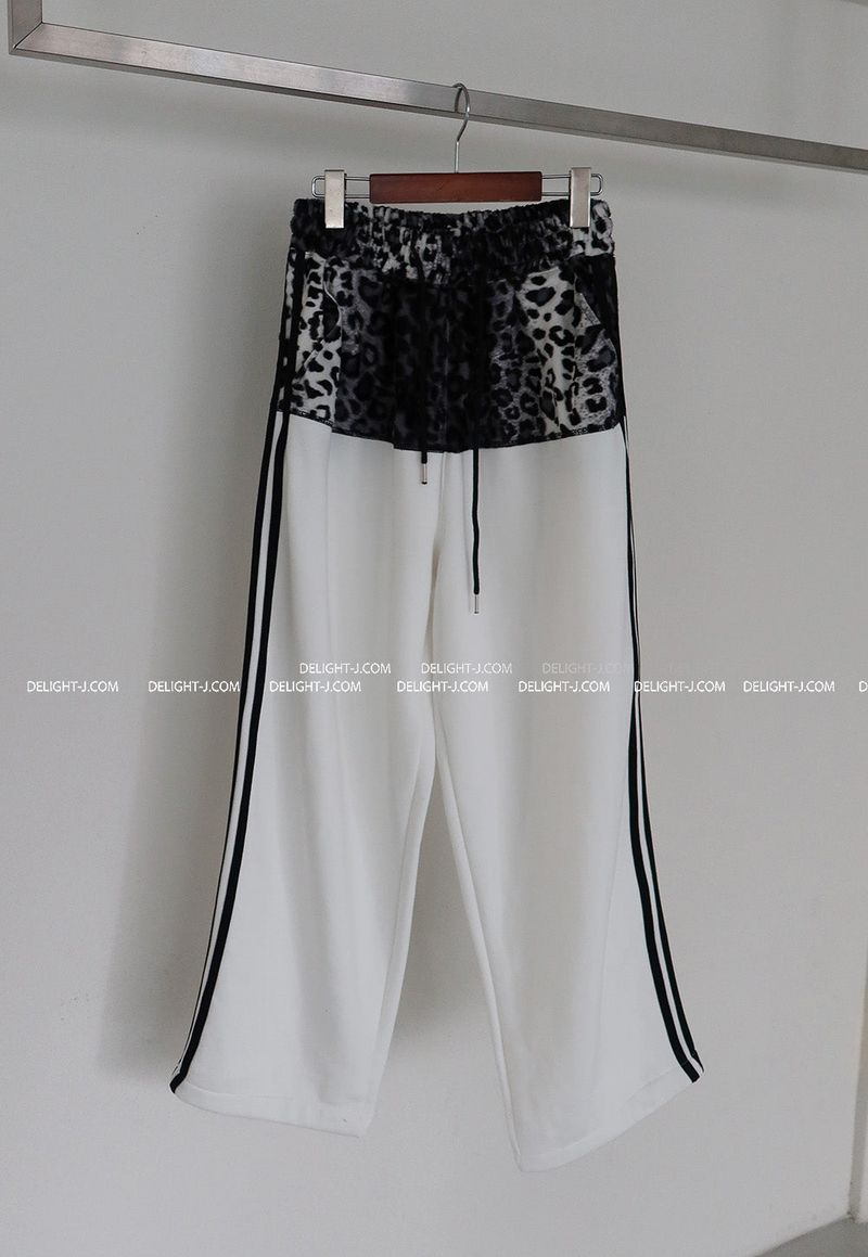 leopard track napping string jogger wide pants