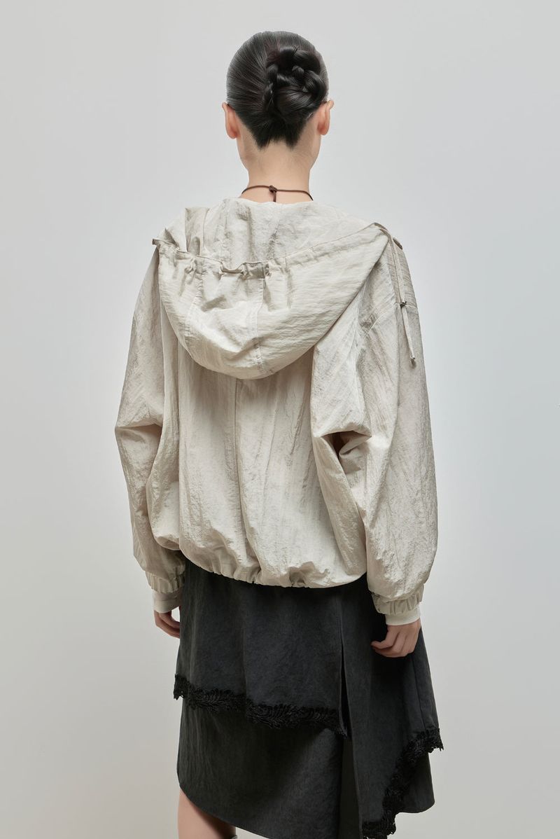 String Hoodie Windbreaker_Beige
