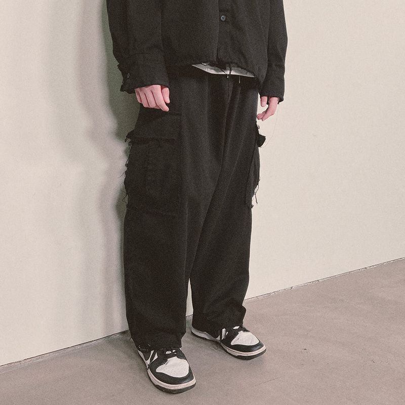 grunge wide cargo pants_black