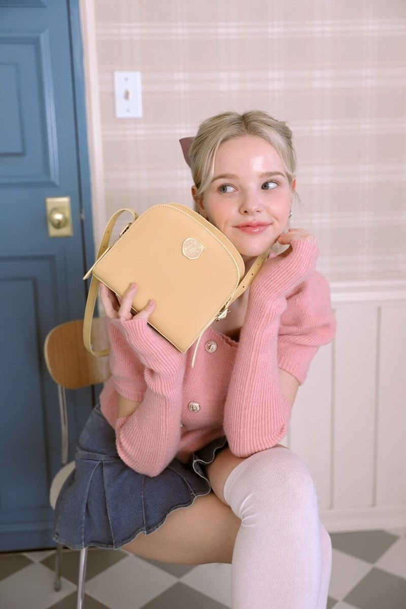 Half Moon Cow Leather Cross Bag ( Butter )