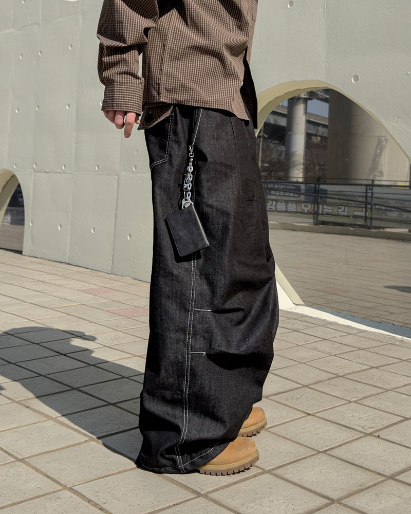 Hanel Check Flap Balloon Denim Pants