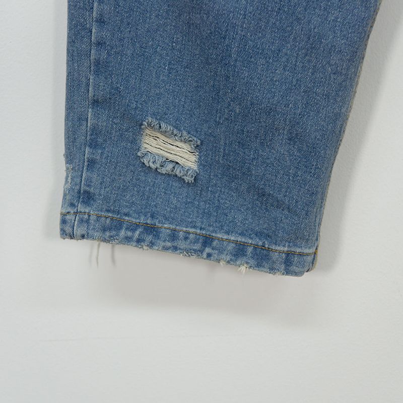 Destroyed brush denim pants