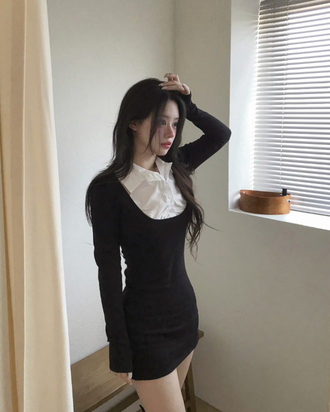 cloudemotion(クラウドエモーション)の「promise halter collar shirt layered ops(Dresses)」