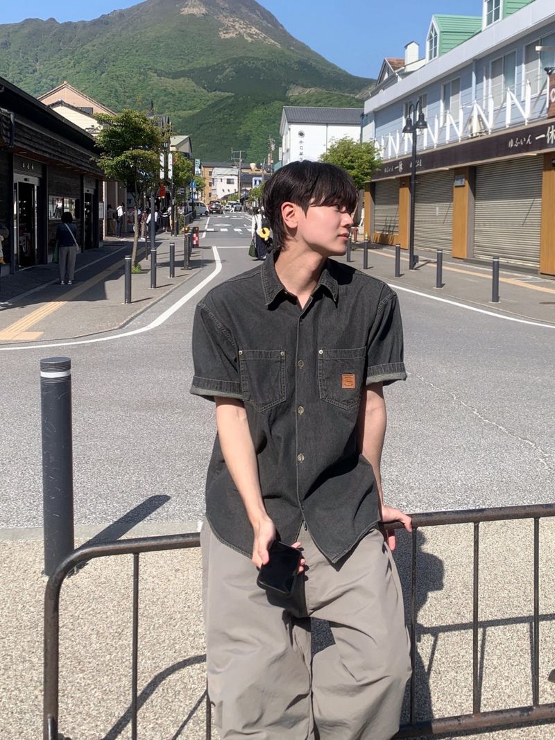 Chiba Patch Denim Short-Sleeve Shirt