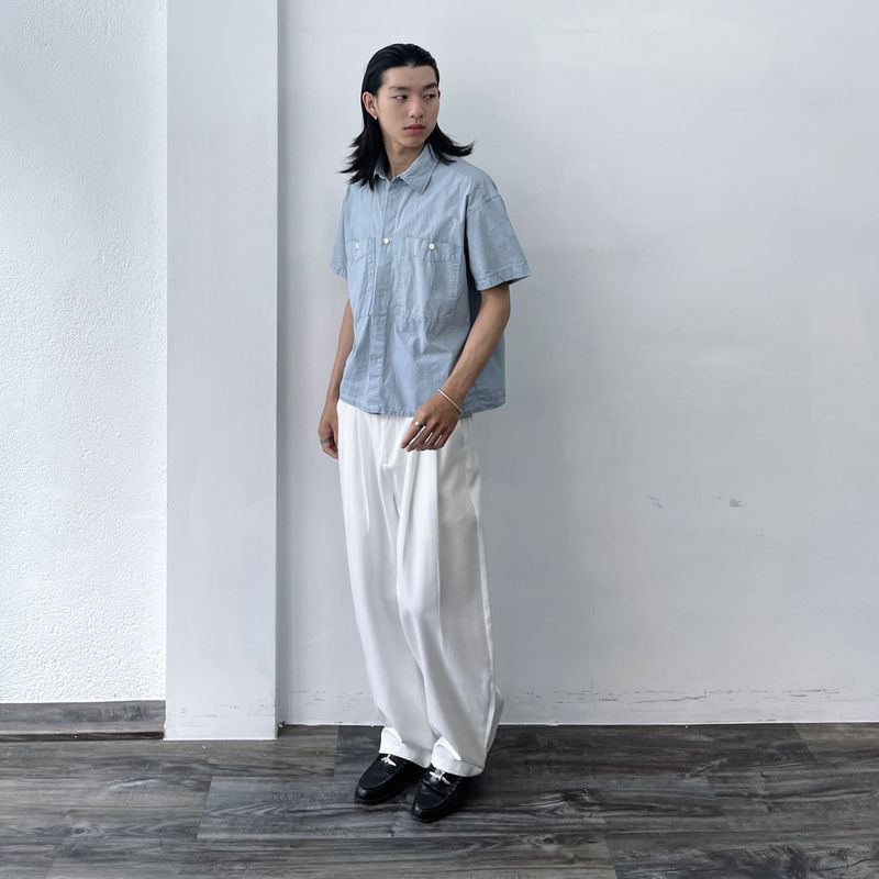 Double Pleat Full-Length Pants