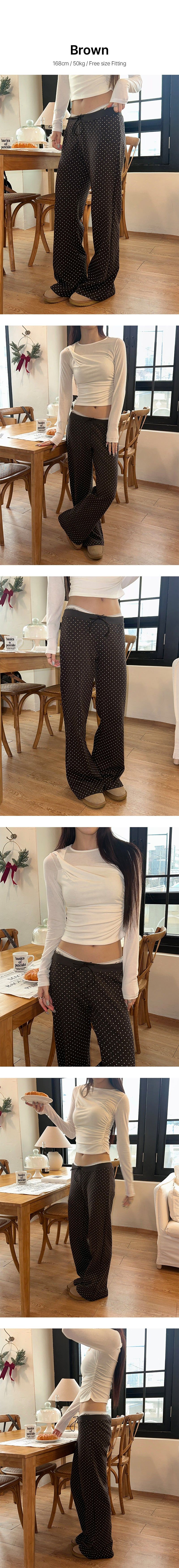 Dot row banding pants(3color)