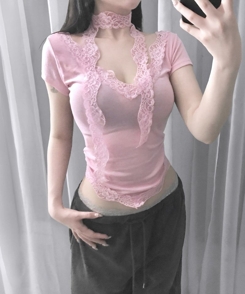 mamel lace tee (2colors)