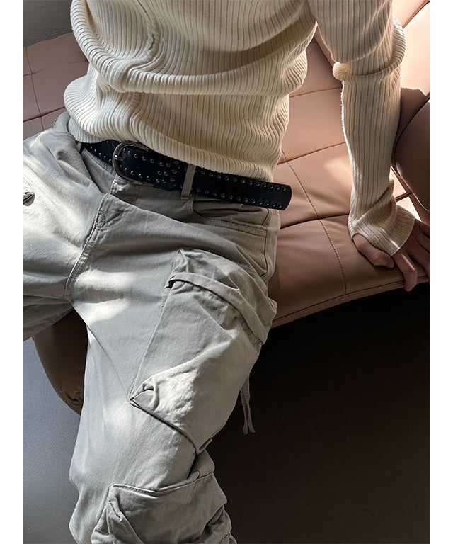 LAURANT（ロラン）の「[Unisex] ビンテージスタッドレザーベルト(2color)（ファッション小物）」