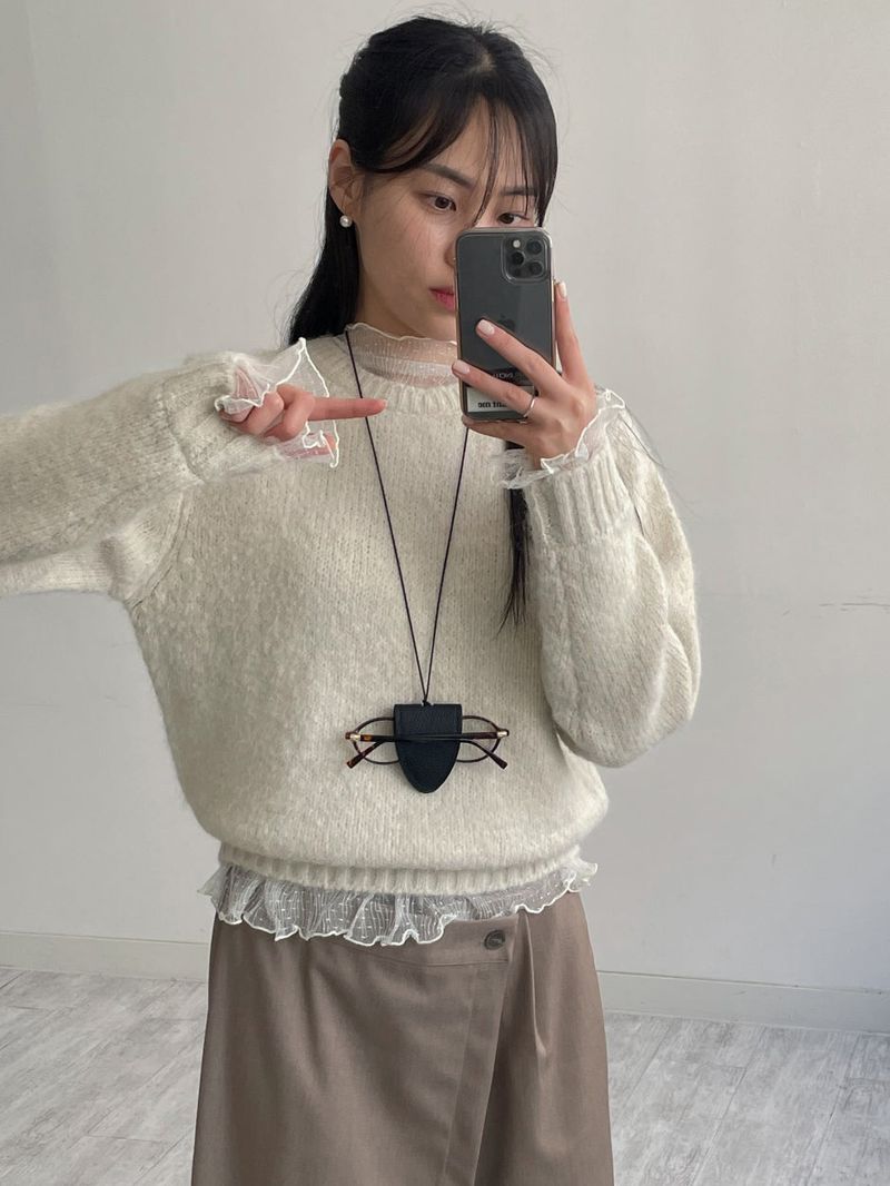INCHANT ME(インチャントミー)の「Frilled See-Through Layered Knit(Tops)」