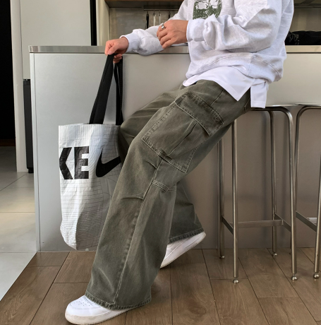 LOOKPLE（ルックプル）の「ノーメースパラシュートディープダイイングカーゴワイドパンツ（パンツ）」