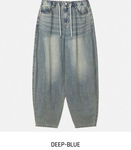 Fit String Banded Balloon Denim Pants