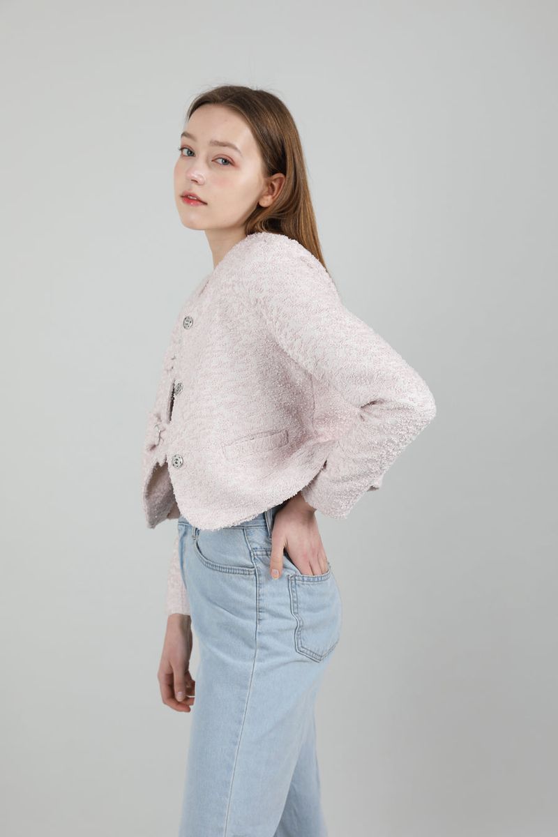 Tweed Ribbon Jacket Pink