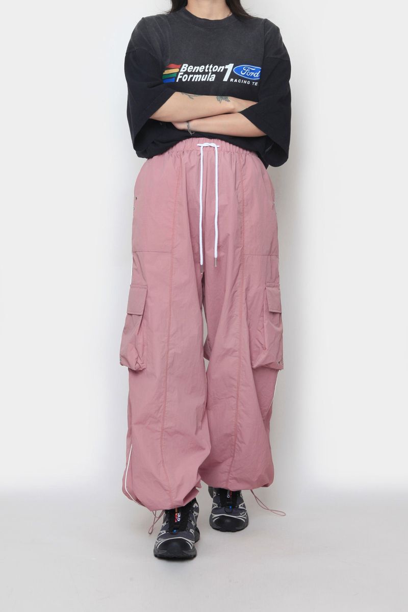 Piping nylon cargo pants