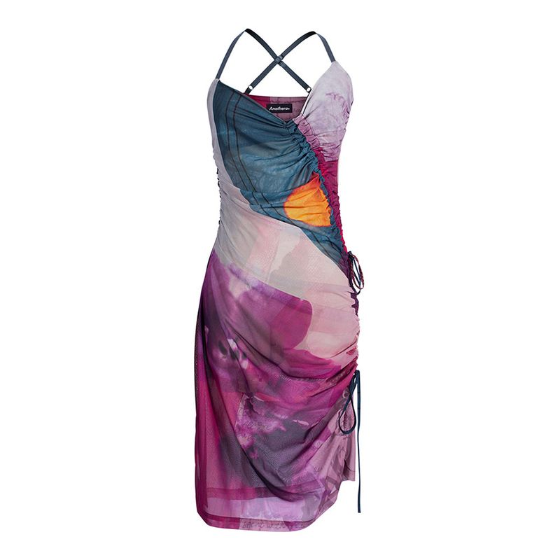 ANOTHERA(アナザーエー)の「UNBALANCED SHIRRING MESH DRESS_Pink(Dresses)」