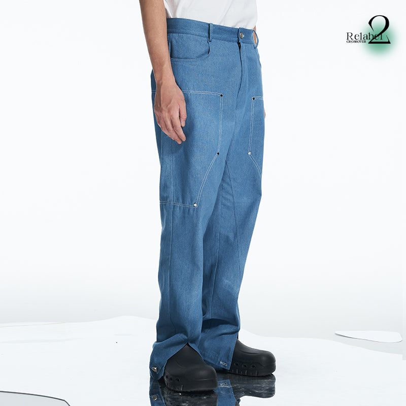 RELABEL Metal Rivet Slim-Fitting Jeans
