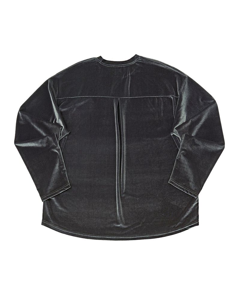 DROP-SHOULDER VELVET TEE (Charcoal)