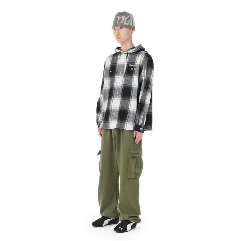 HOODED OMBRE CHECK SHIRT