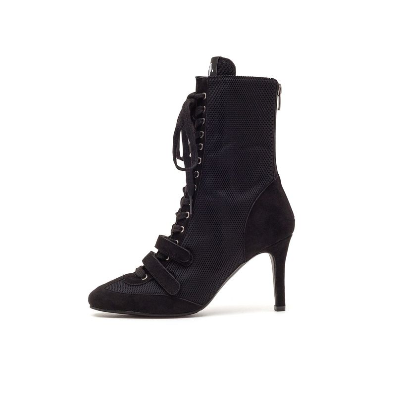 SSIMEEZ（シミズ）の「Boxing ベルクロレースアップヒール(All Black)（シューズ）」