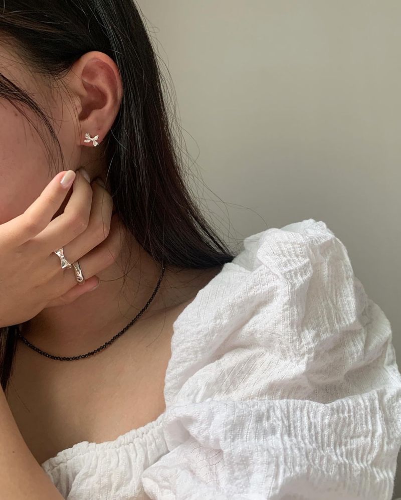 (silver925) ラブリーリボンピアス type2 *silver
