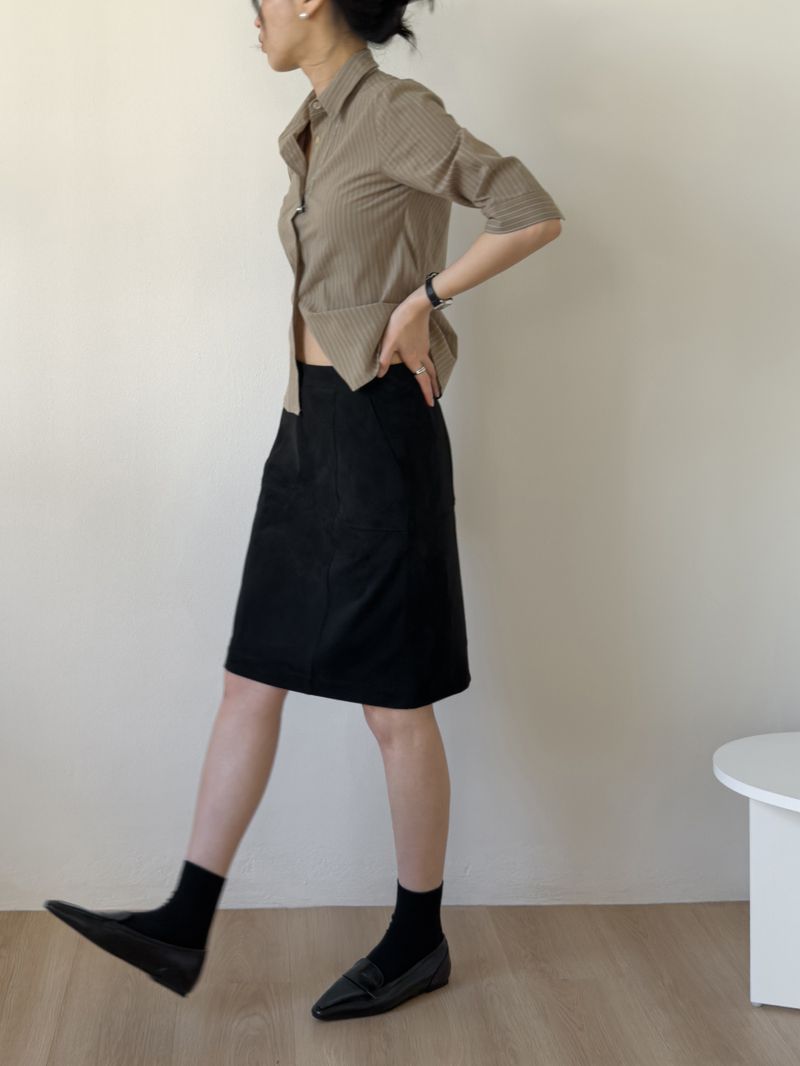 Striped elbow length slim fit shirt