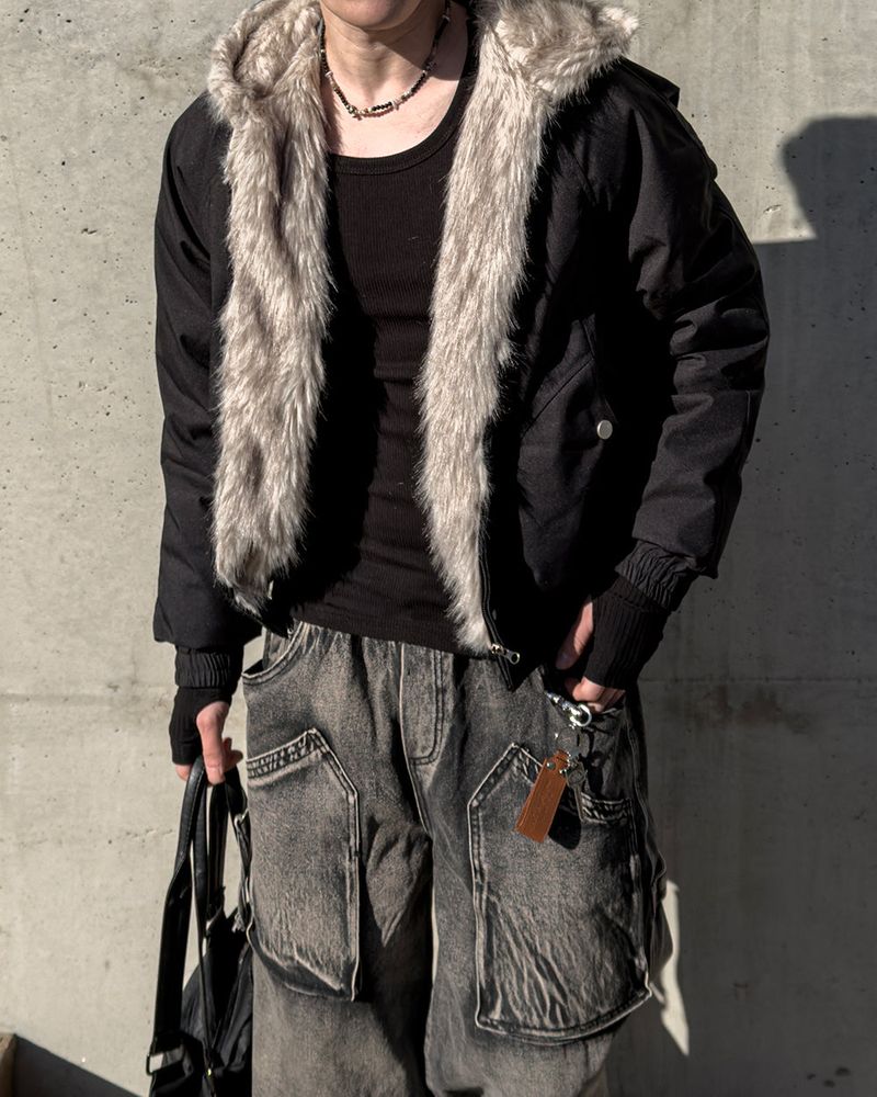 Helen Cropped Fur Hooded Jumper
