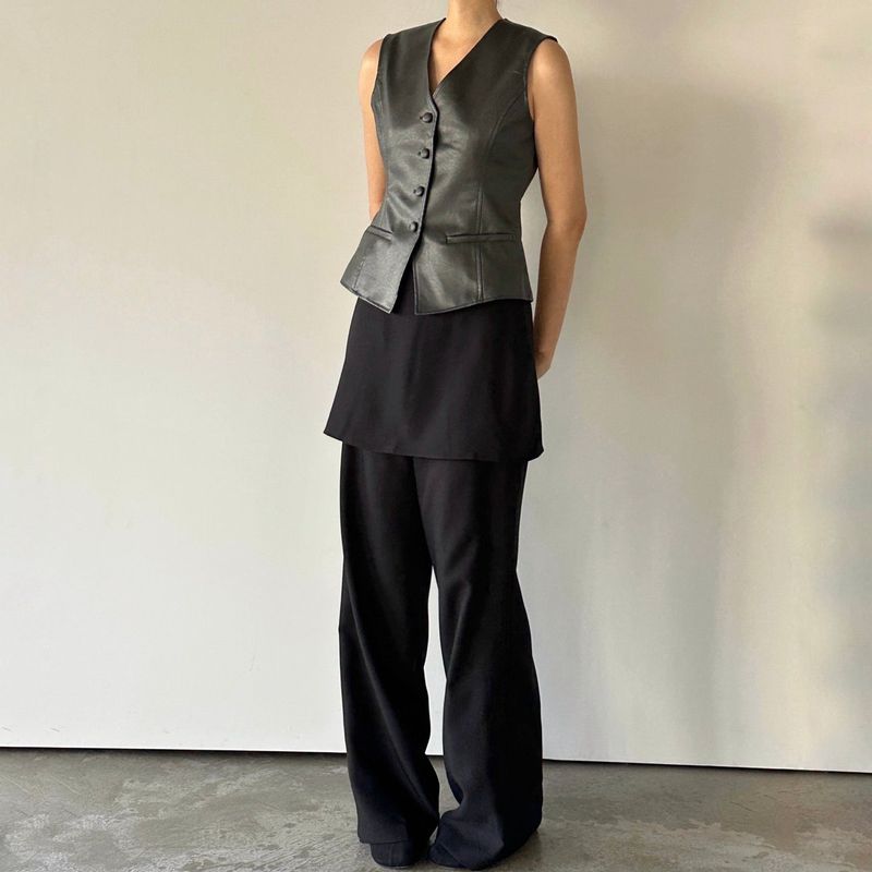Button Leather Vest - 2colors
