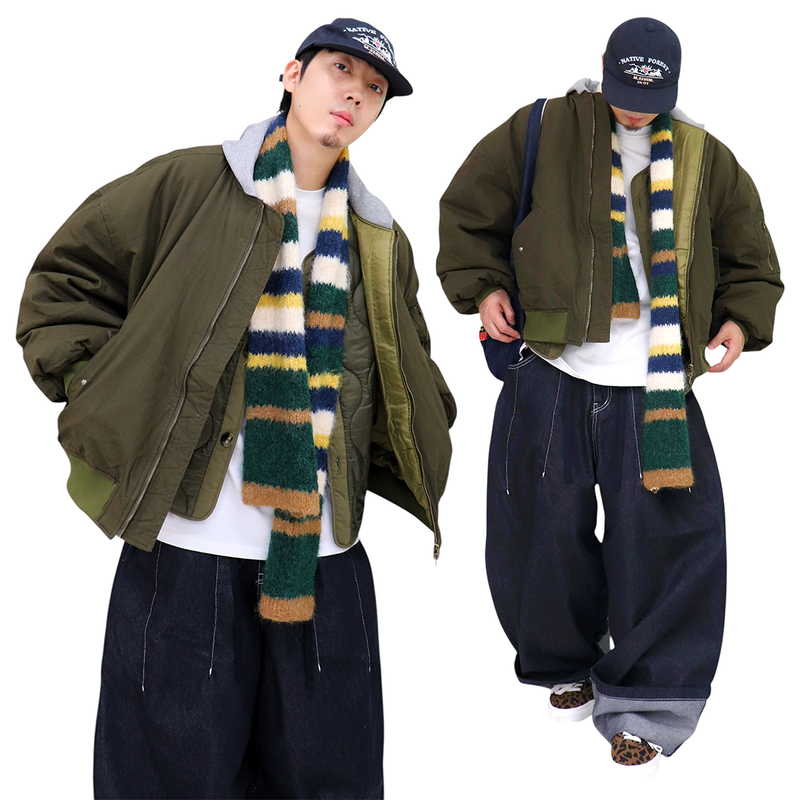 Two-Tone Hooded Ripstop MA-1 Padded Jumper