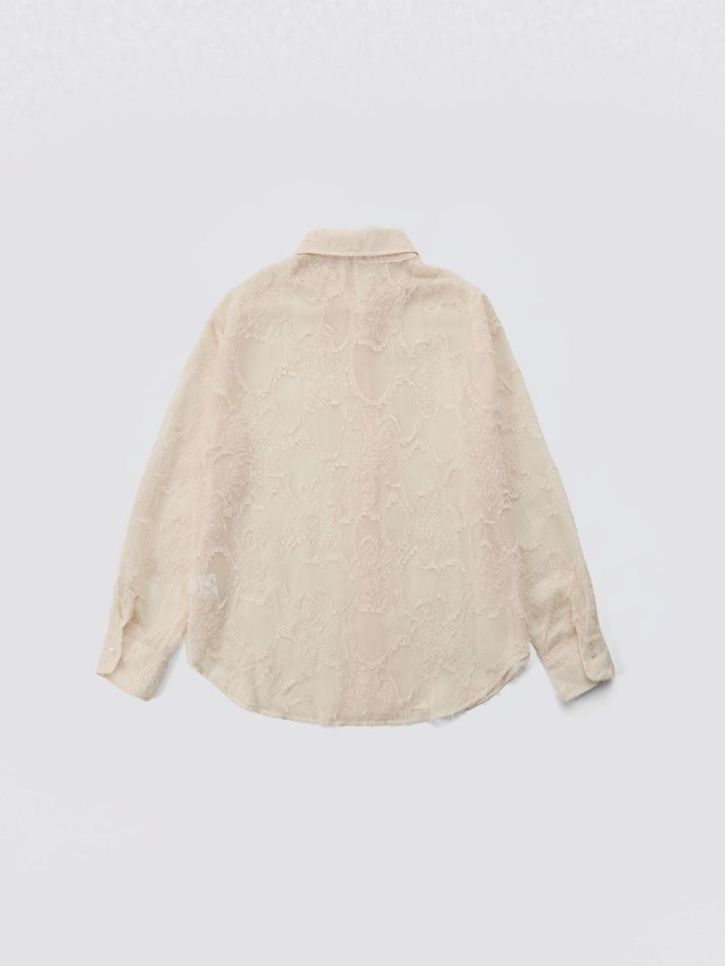 Feather Lace Overfit Shirt_Cream