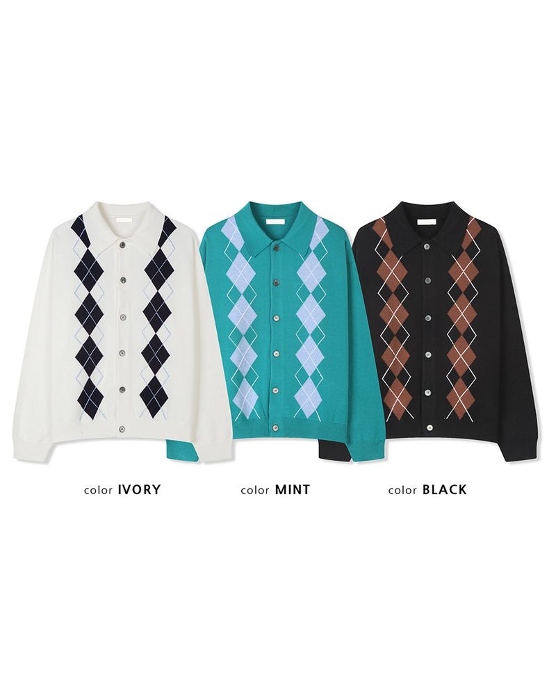 Thebel Argyle Knit Cardigan