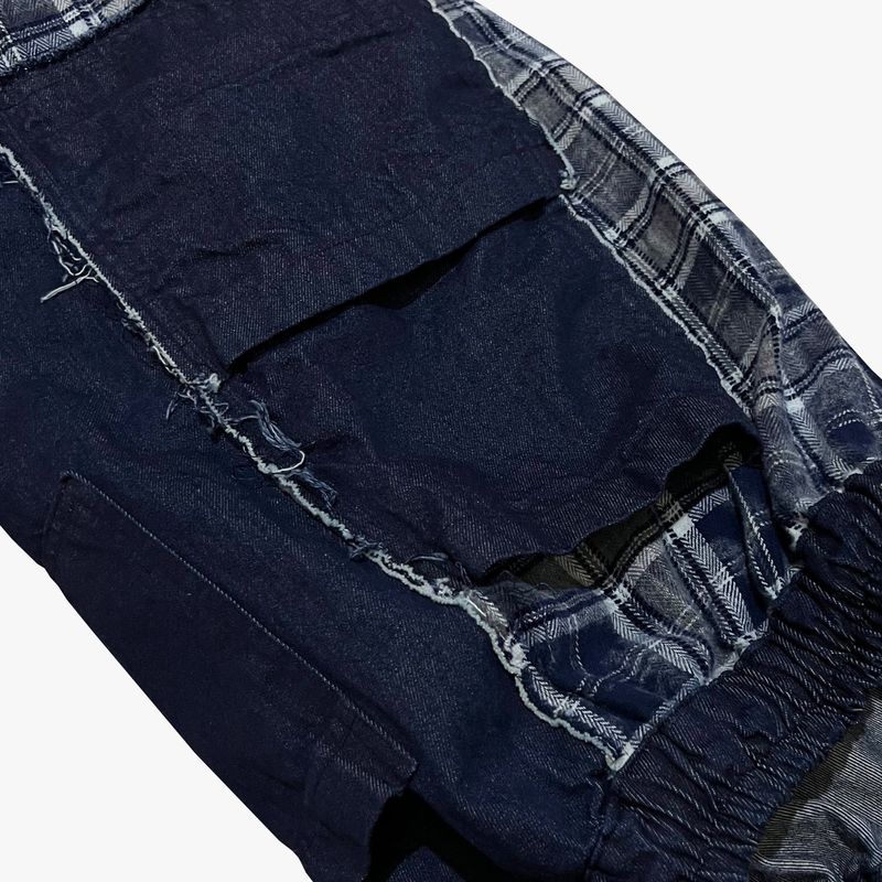 grunge burner check pants_blue