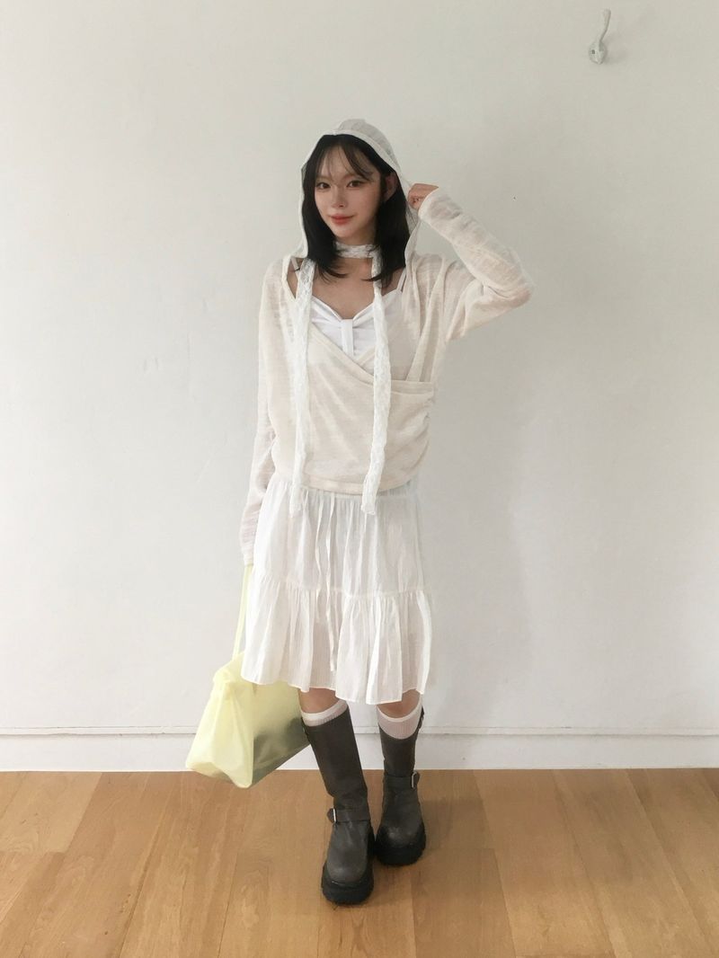 See-through lace long scarf (4c)