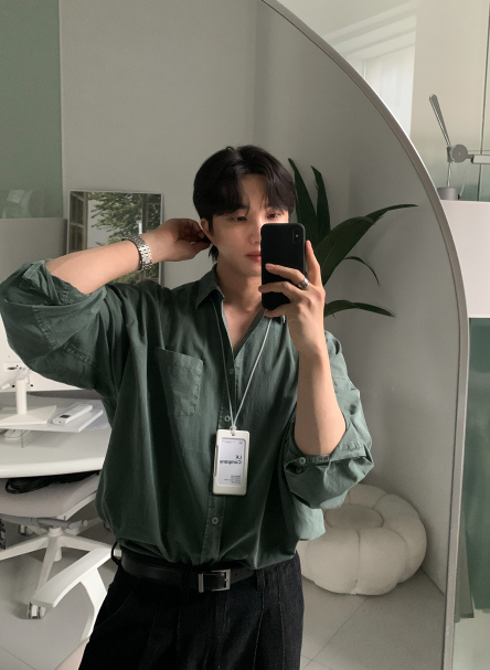 Glass Pigment Basic Cotton Shirt