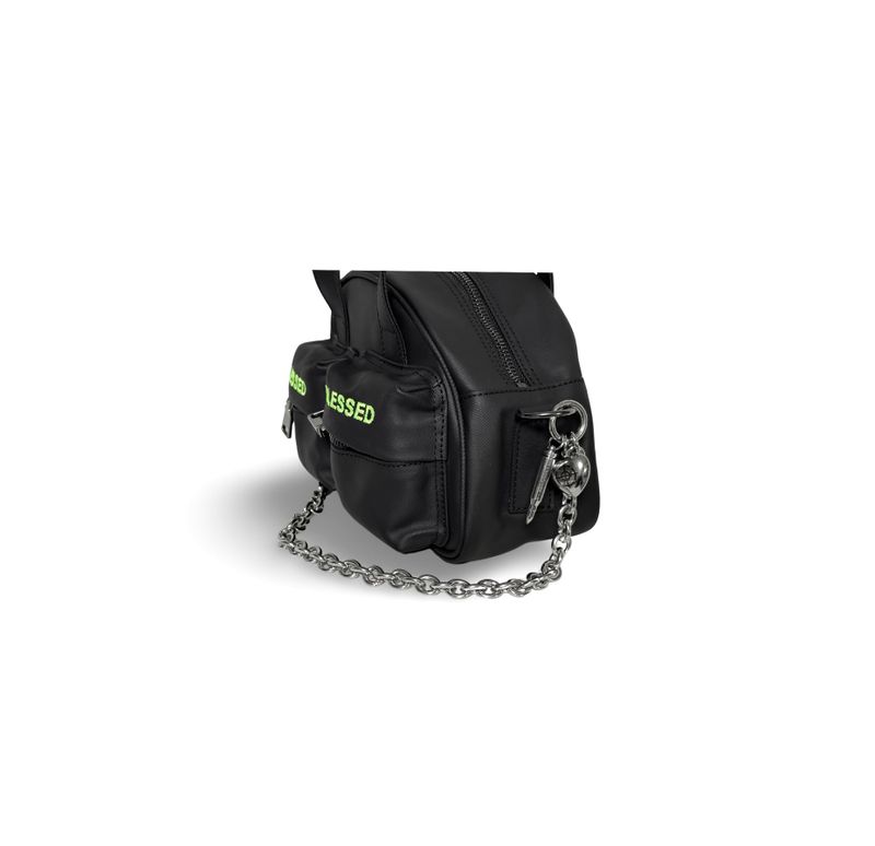 HALF MOON SHOULDER HAND BAG_SMALL-Canvas Black grey