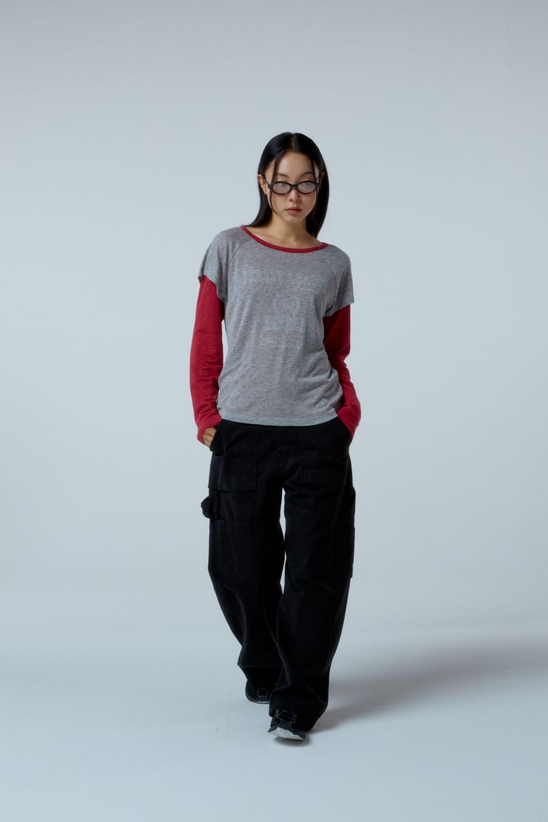 Street league blur artwork double layer long sleeve (Red)