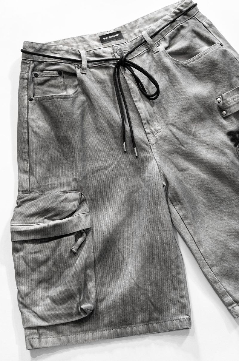 BBD Graffiti Logo Dirty Washing Cargo Shorts (Vintage Gray)
