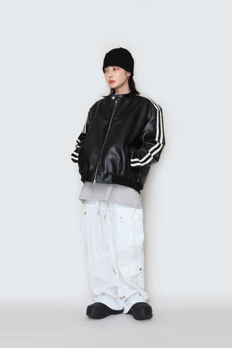 Biker Track Leather Jacket