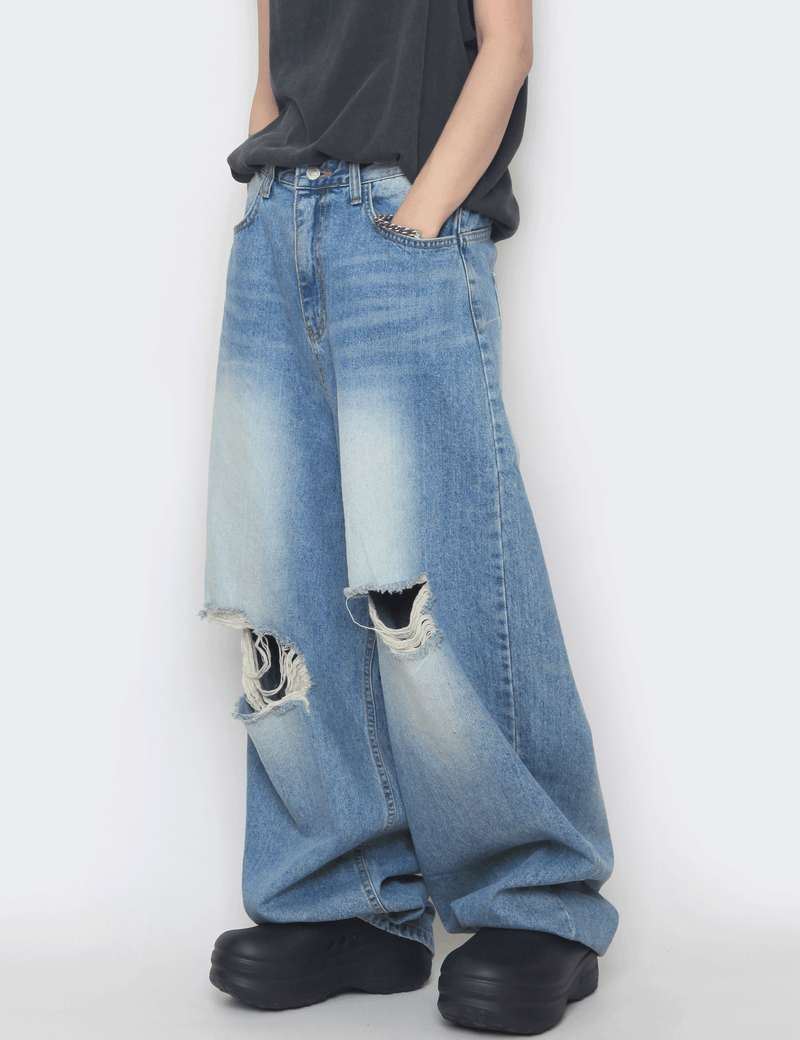 nutellike（ヌテールライク）の「destroyed balloon denim pants（Pants）」