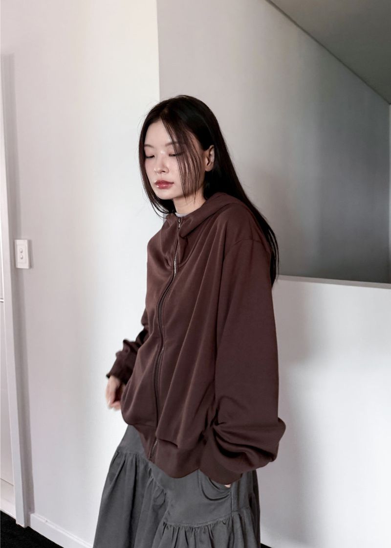  HIGHNECK CROP HOODIE ZIP-UP