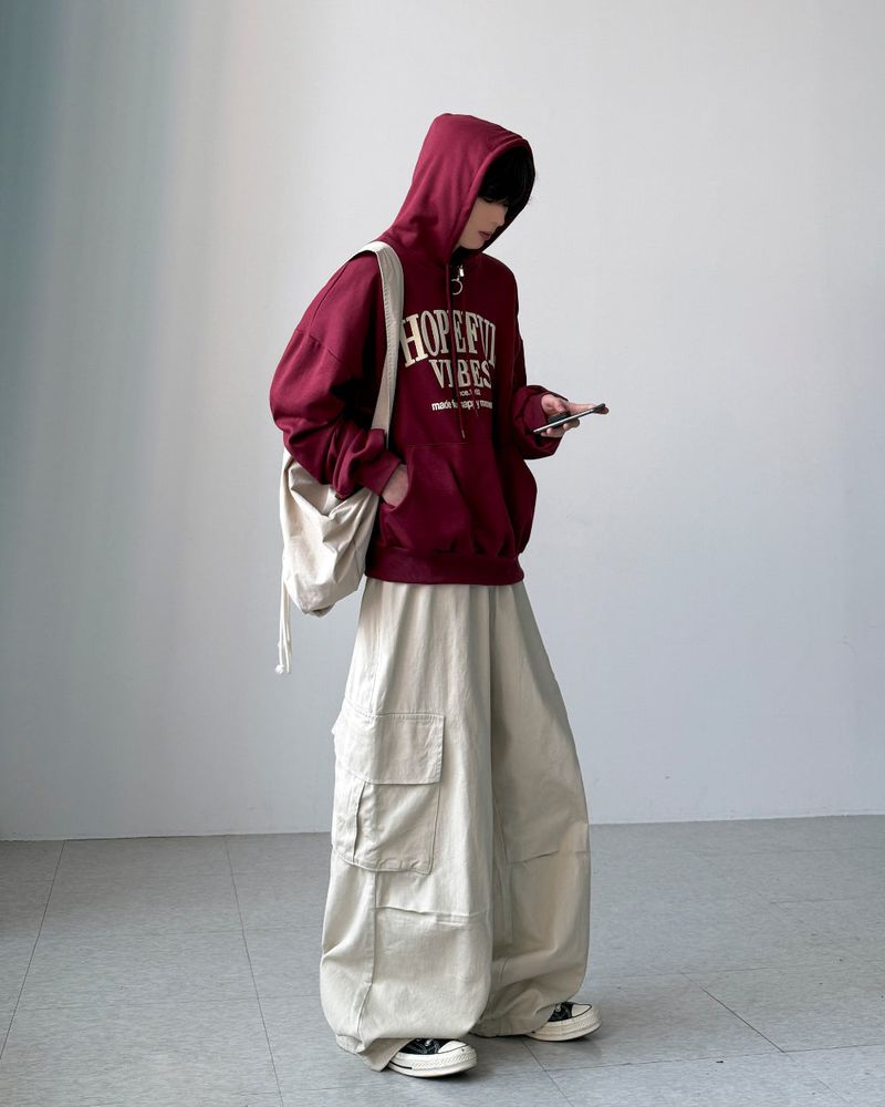 Puff Lettering Oversized Hoodie