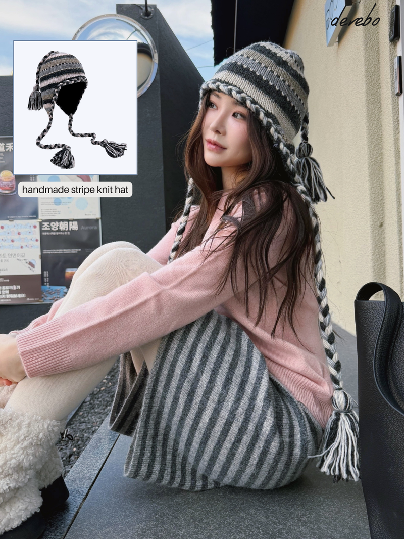 handmade stripe knit hat